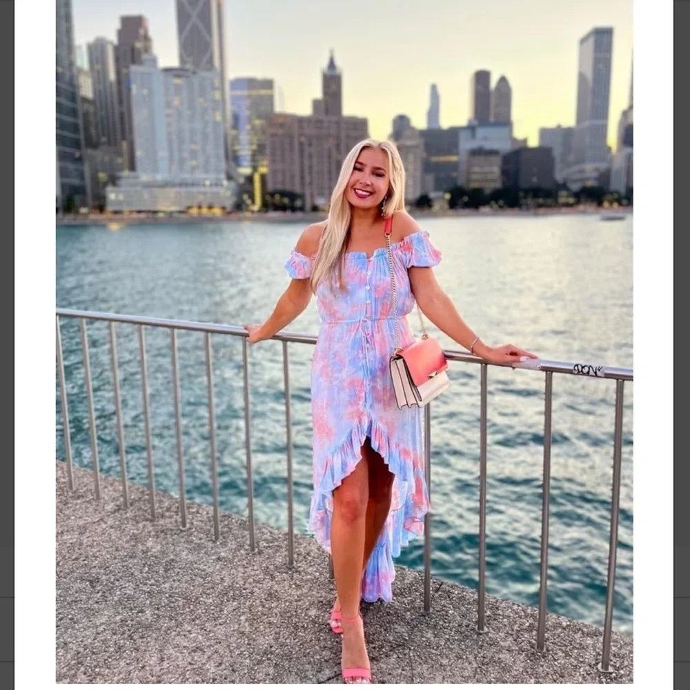 Tiara Hawaii riveria dress off the shoulder tyedye